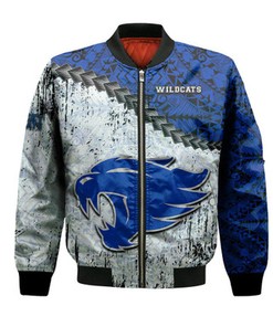 Kentucky Wildcats Bomber Jacket Grunge Polynesian Tattoo- NCAA