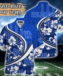 Kentucky Wildcats NCAA US Flag Flower Hawaii Shirt For Fans