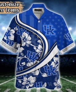 Kentucky Wildcats NCAA US Flag Flower Hawaii Shirt For Fans