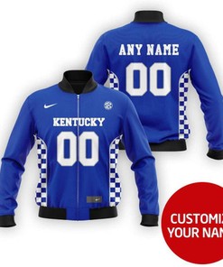 Kentucky Wildcats Ncaa Sport Team Blue Personalized Number Name Jersey Style Gift For Wildcats Fans Bomber Jacket