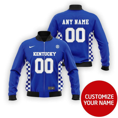 Kentucky Wildcats Ncaa Sport Team Blue Personalized Number Name Jersey Style Gift For Wildcats Fans Bomber Jacket