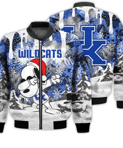 Kentucky Wildcats Snoopy Dabbing The Peanuts Sports Football American Christmas Dripping Matching Gifts Unisex 3D Bomber Jacket