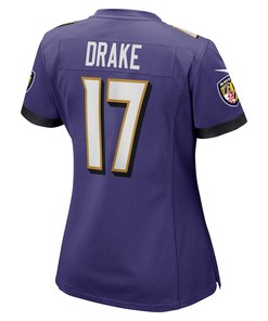 Kenyan Drake 17 Baltimore Ravens Women's Game Player Jersey - Purple