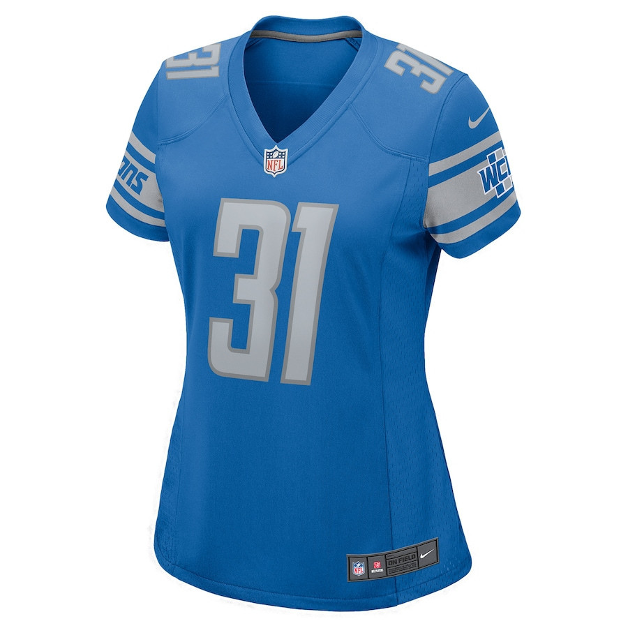 Kerby Joseph 31 Detroit Lions Women's Player Game Jersey - Blue