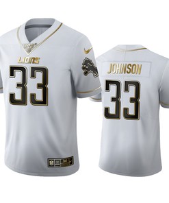 Kerryon Johnson Lions White 100th Season Golden Edition Jersey