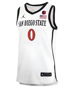 Keshad Johnson 0 San Diego State Aztecs 2023 Basketball Jersey MW Logo- Men White