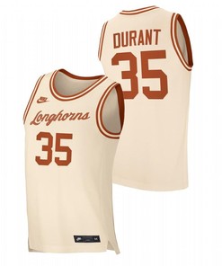 Kevin Durant 35 Texas Longhorns Cream Retro Basketball Jersey