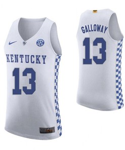 Kevin Galloway 13 Kentucky Wildcats Elite Basketball Road Men Jersey - White