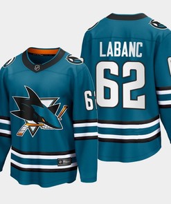 Kevin Labanc 62 San Jose Sharks 2022-23 Home The Evolve Teal Jersey