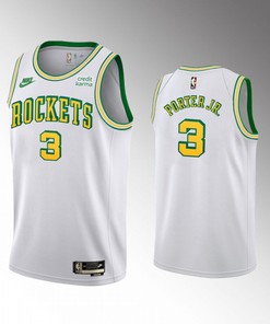 Kevin Porter Jr. 3 2022-23 Houston Rockets White Classic Edition Jersey San Diego Throwbacks