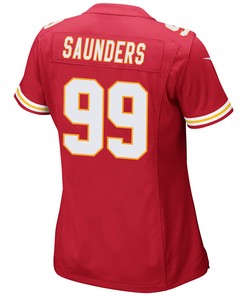 Khalen Saunders 99 Kansas City Chiefs Super Bowl LVII Champions 3 Stars Women Game Jersey - Red