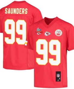 Khalen Saunders 99 Kansas City Chiefs Super Bowl LVII Champions 3 Stars Youth Game Jersey - Red