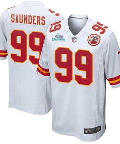 Khalen Saunders 99 Kansas City Chiefs Super Bowl LVII Champions Men Game Jersey - White