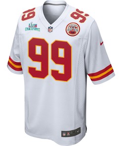 Khalen Saunders 99 Kansas City Chiefs Super Bowl LVII Champions Men Game Jersey - White