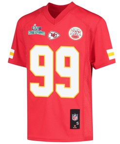 Khalen Saunders 99 Kansas City Chiefs Super Bowl LVII Champions Youth Game Jersey - Red