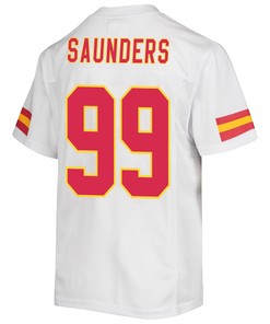 Khalen Saunders 99 Kansas City Chiefs Super Bowl LVII Champions Youth Game Jersey - White