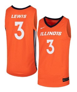 Khalid Lewis 3 Illinois Fighting Illini Elite Basketball Men Jersey - Orange