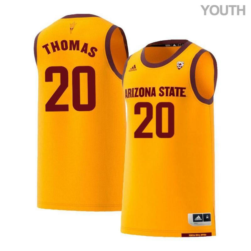 Khalid Thomas 20 Arizona State Sun Devils Retro Basketball Youth Jersey - Yellow