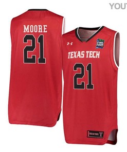 Khavon Moore 21 Texas Tech Red Raiders Basketball Youth Jersey - Red