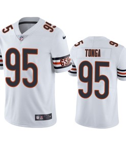 Khyiris Tonga 95 Chicago Bears White Vapor Limited Jersey