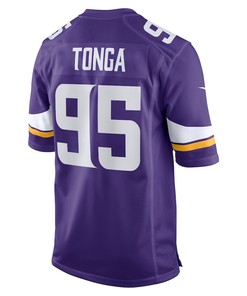 Khyiris Tonga 95 Minnesota Vikings Home Game Player Jersey - Purple
