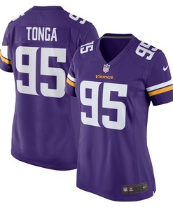 Khyiris Tonga 95 Minnesota Vikings Women's Home Game Player Jersey - Purple
