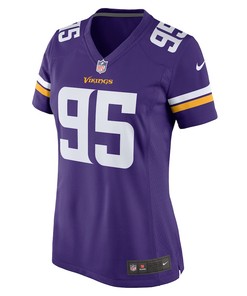 Khyiris Tonga 95 Minnesota Vikings Women's Home Game Player Jersey - Purple