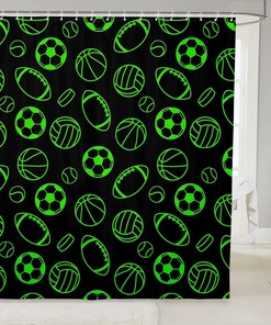 Kids Sports Ball Games Decorative Bath Curtain with American Football Shower Curtain Perfect for Boys and Girls Bathroom Decor