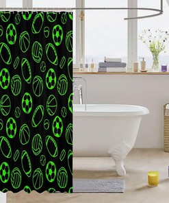 Kids Sports Ball Games Decorative Bath Curtain with American Football Shower Curtain Perfect for Boys and Girls Bathroom Decor