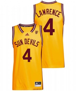 Kimani Lawrence 4 Arizona State Sun Devils 2022 Reverse Retro College Basketball Men Jersey - Gold