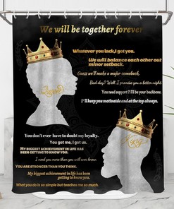 King Queen Crown Afro Love Shower Curtain with Inspirational Quotes - Perfect for Luxury Bathroom Decoration