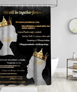 King Queen Crown Afro Love Shower Curtain with Inspirational Quotes - Perfect for Luxury Bathroom Decoration