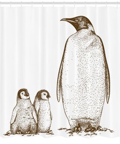 King and Baby Penguin Shower Curtain for Bathroom Decor - Animal Print