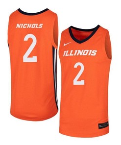 Kipper Nichols 2 Illinois Fighting Illini Elite Basketball Men Jersey - Orange