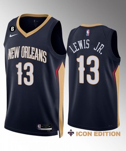 Kira Lewis Jr. 13 New Orleans Pelicans Navy Jersey 2022-23 Icon Edition NO.6 Patch