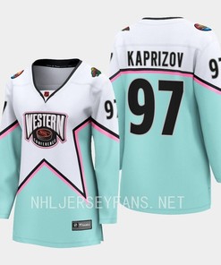 Kirill Kaprizov 97 Minnesota Wild White 2023 All-Star Western Conference Jersey Women