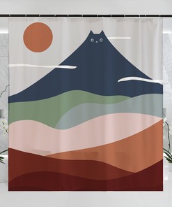 Kitten Mountain Top Shower Curtain - Unique Art Design, Waterproof for Bathroom Decor