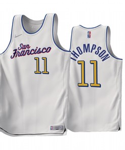 Klay Thompson 11 2022-23 Golden State Warriors White 11 Earned Edition Men Jersey