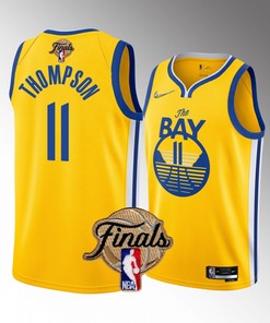 Klay Thompson Golden State Warriors 2022 Finals Jersey Gold 11 Diamond Badge Dub