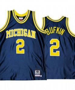 Kobe Bufkin 2 Michigan Wolverines Navy Jersey Throwback College Basketball
