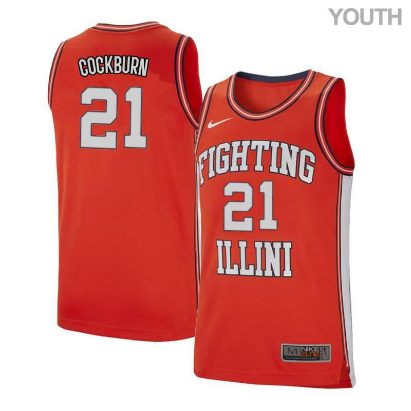 Kofi Cockburn 21 Illinois Fighting Illini Retro Elite Basketball Youth Jersey - Orange