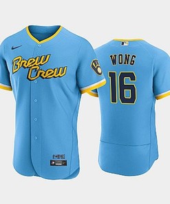 Kolten Wong 16 2022-23 City Connect Milwaukee Brewers Jersey - Powder Blue