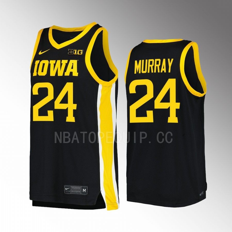 Kris Murray 24 Iowa Hawkeyes 2022-23 Uniform Jersey College Basketball Black