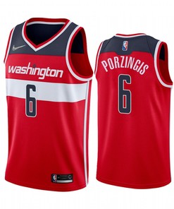Kristaps Porzingis 6 2022 Washington Wizards Red 6 Icon Edition Jersey Diamond Badge