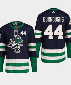 Kyle Burroughs 44 Reverse Retro 2.0 2022 Vancouver Canucks Navy Jersey Primegreen