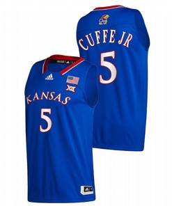 Kyle Cuffe Jr. 5 Blue Kansas Jayhawks 2023 Away College Basketball Jersey