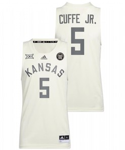 Kyle Cuffe Jr. 5 White Kansas Jayhawks 2022 College Basketball Reverse Retro Jersey