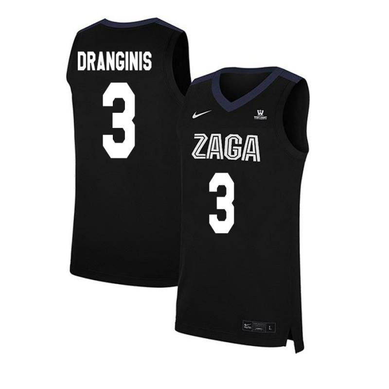 Kyle Dranginis 3 Gonzaga Bulldogs Elite Basketball Men Jersey - Black