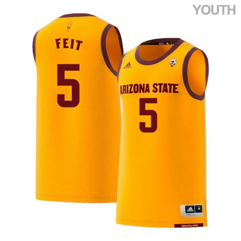 Kyle Feit 5 Arizona State Sun Devils Retro Basketball Youth Jersey - Yellow