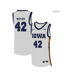Kyle Meyer 42 Iowa Hawkeyes Elite Basketball Youth Jersey - White